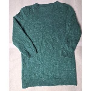 Talbots Petites SP 100% Cashmere Sweater Green Donegal Speckled Crewneck Knit